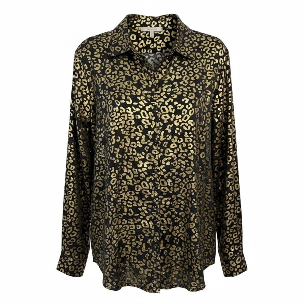 Ranch Dress'n Gold Leopard Performance Rodeo Snap-Front Shirt Women's Plus 3X - Picture 2 of 10